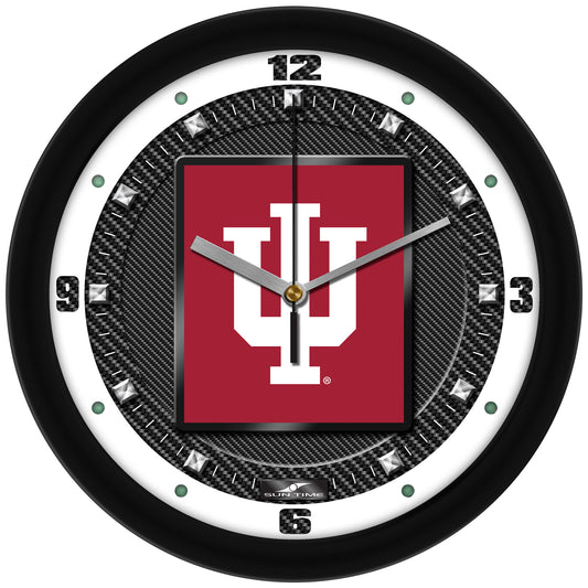 Indiana Hoosiers 11.5'' Suntime Premium Glass Face Carbon Fiber Wall Clock