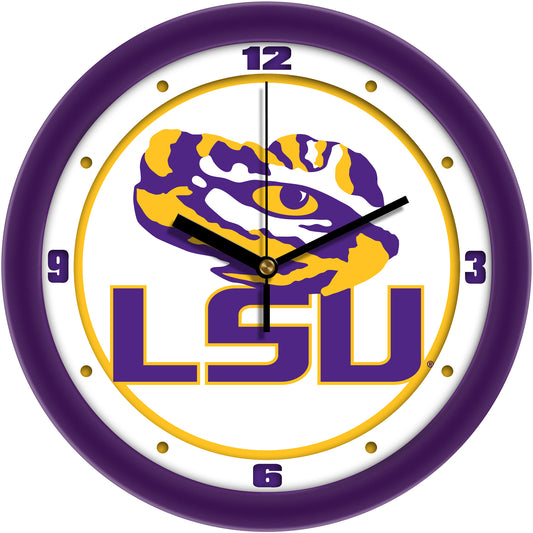 LSU Tigers 11.5'' Suntime Premium Glass Face Traditional Logo Wall Clock