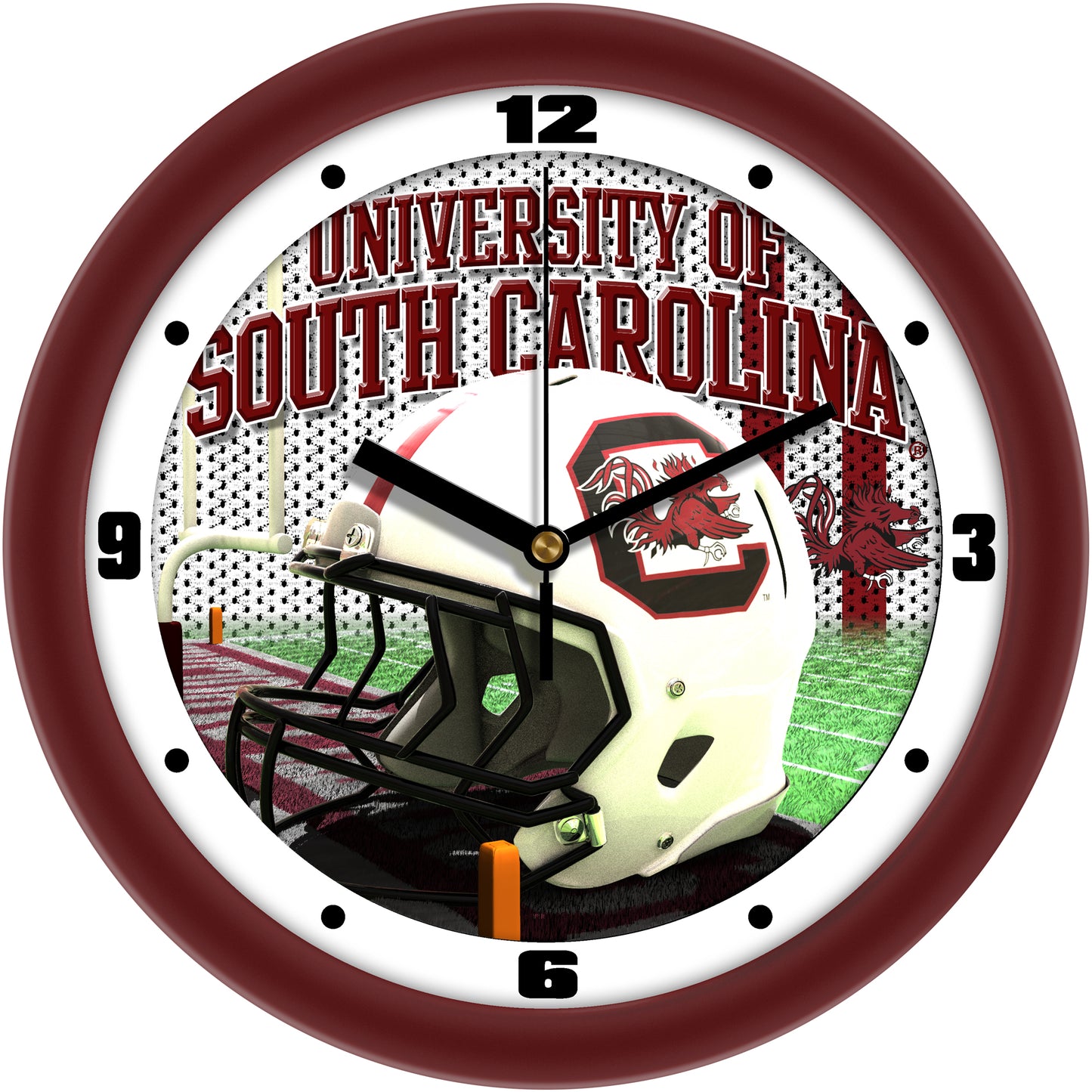 South Carolina Gamecocks 11.5'' Suntime Premium Glass Face Football Helmet Wall Clock