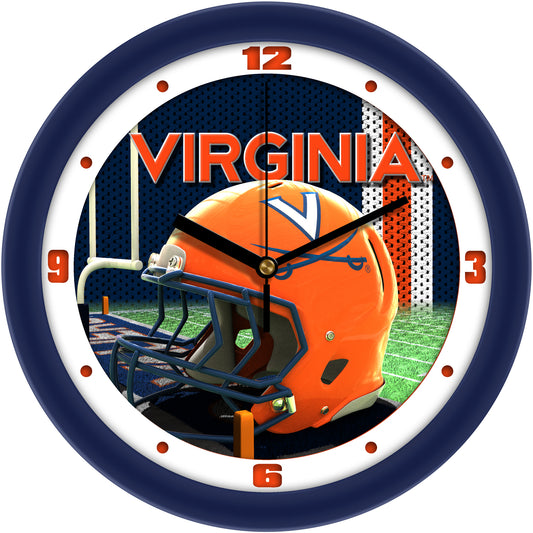 Virginia Cavaliers 11.5'' Suntime Premium Glass Face Football Helmet Wall Clock