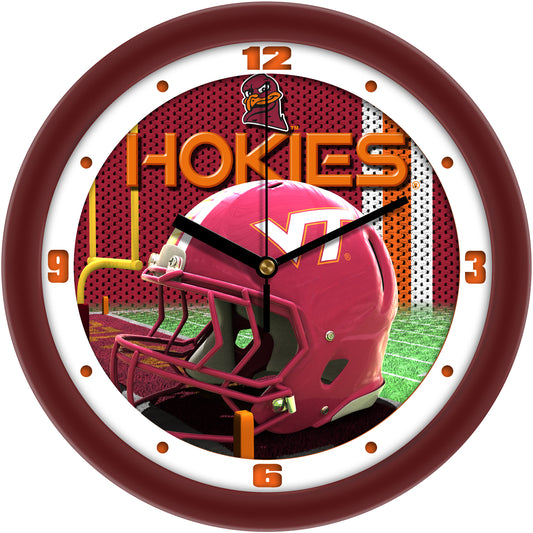 Virginia Tech Hokies 11.5'' Suntime Premium Glass Face Football Helmet Wall Clock