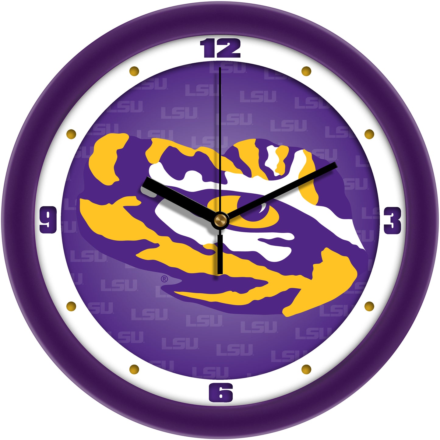LSU Tigers 11.5'' Suntime Premium Glass Face Dimension Wall Clock
