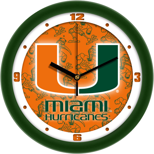 Miami Hurricanes 11.5'' Suntime Premium Glass Face Dimension Wall Clock