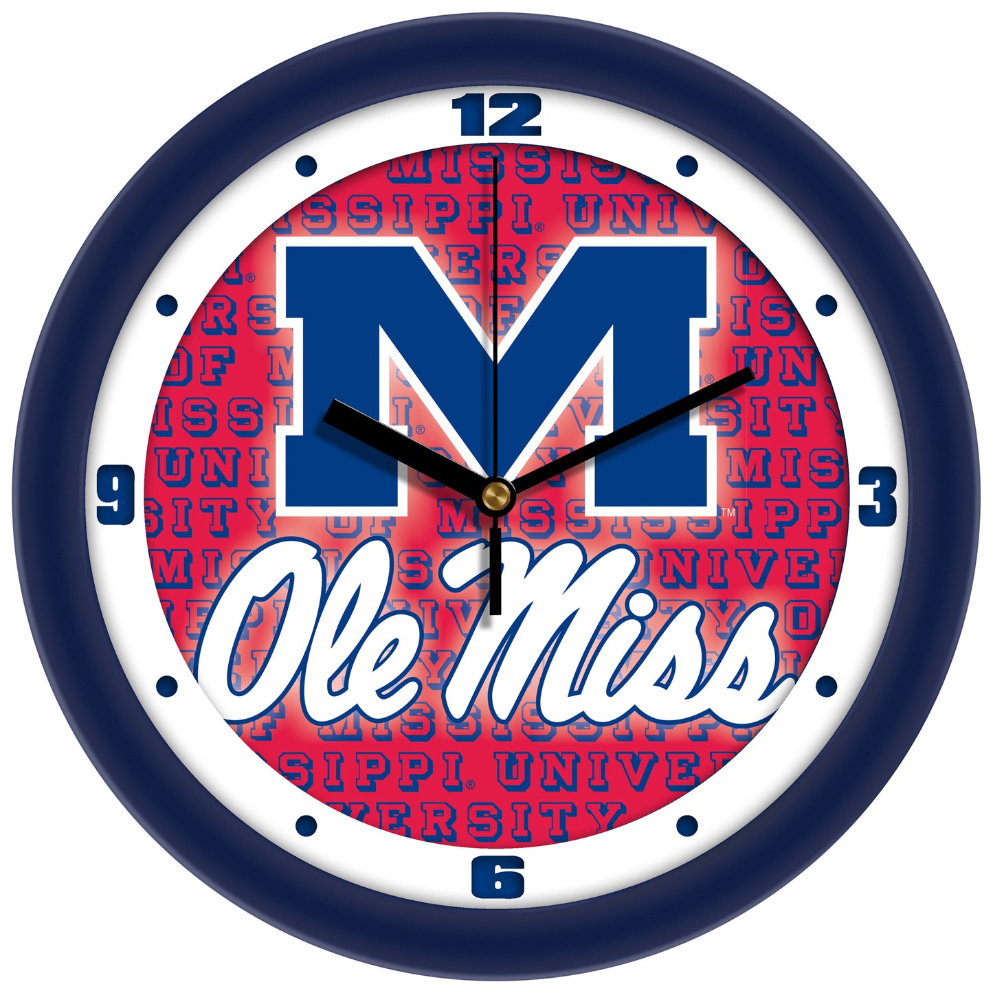 Ole Miss Rebels 11.5'' Suntime Premium Glass Face Dimension Wall Clock