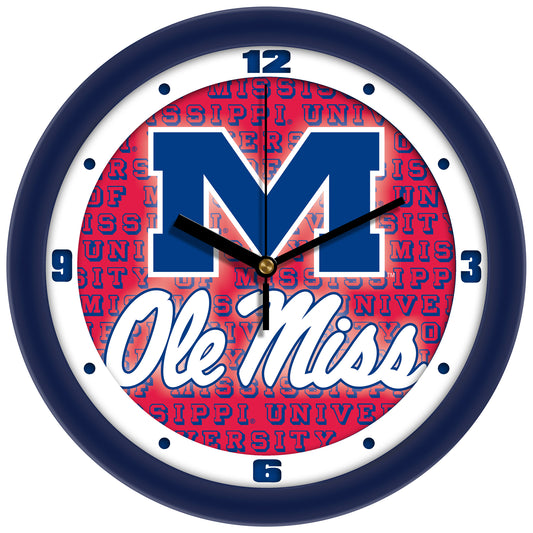 Ole Miss Rebels 11.5'' Suntime Premium Glass Face Dimension Wall Clock