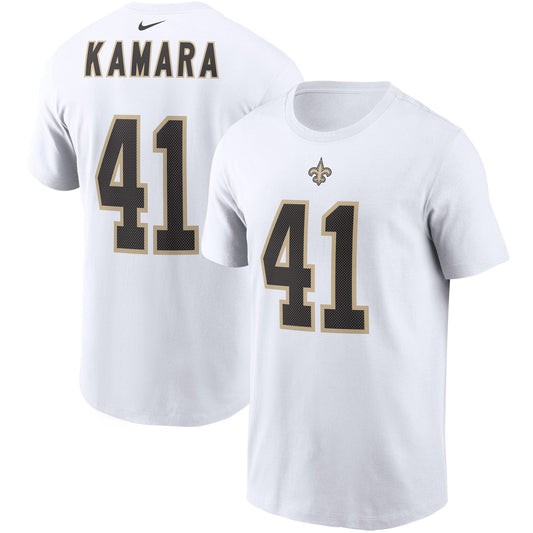 Men's Nike Alvin Kamara White New Orleans Saints Player Name & Number T-Shirt