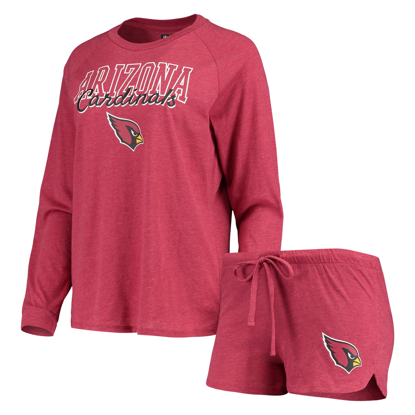 Women's Concepts Sport Cardinal Arizona Cardinals Meter Knit Long Sleeve Raglan Top & Shorts Sleep Set