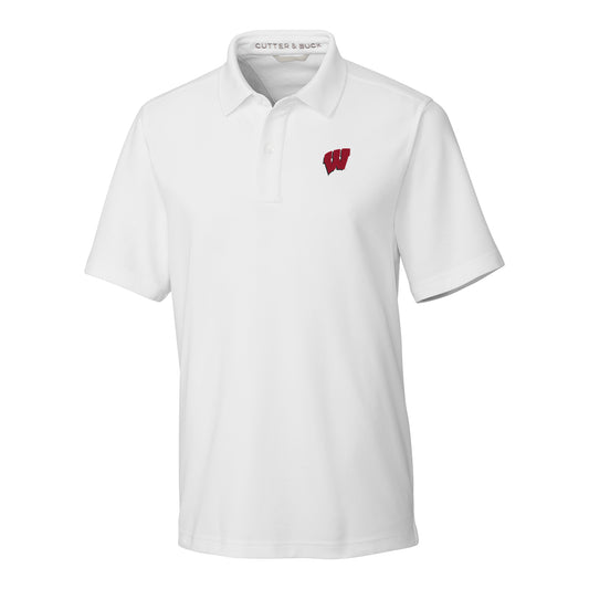 Men's Cutter & Buck White Wisconsin Badgers Big & Tall Breakthrough Polo