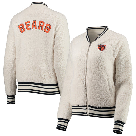 Women's New Era Cream Chicago Bears Sherpa Full-Zip Jacket