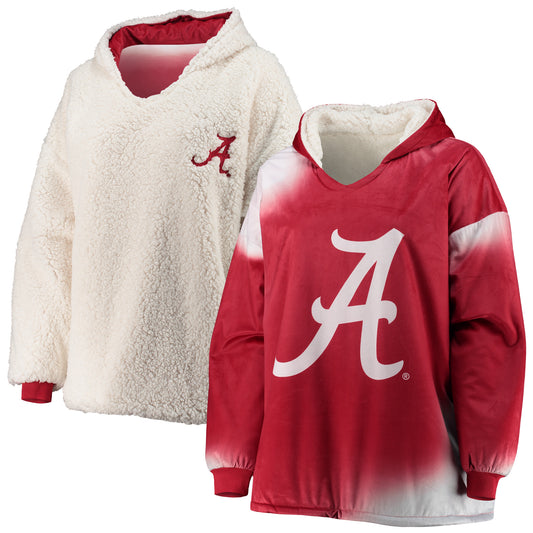 FOCO Crimson/White Alabama Crimson Tide Sherpa Big Logo Gradient Reversible Hoodeez