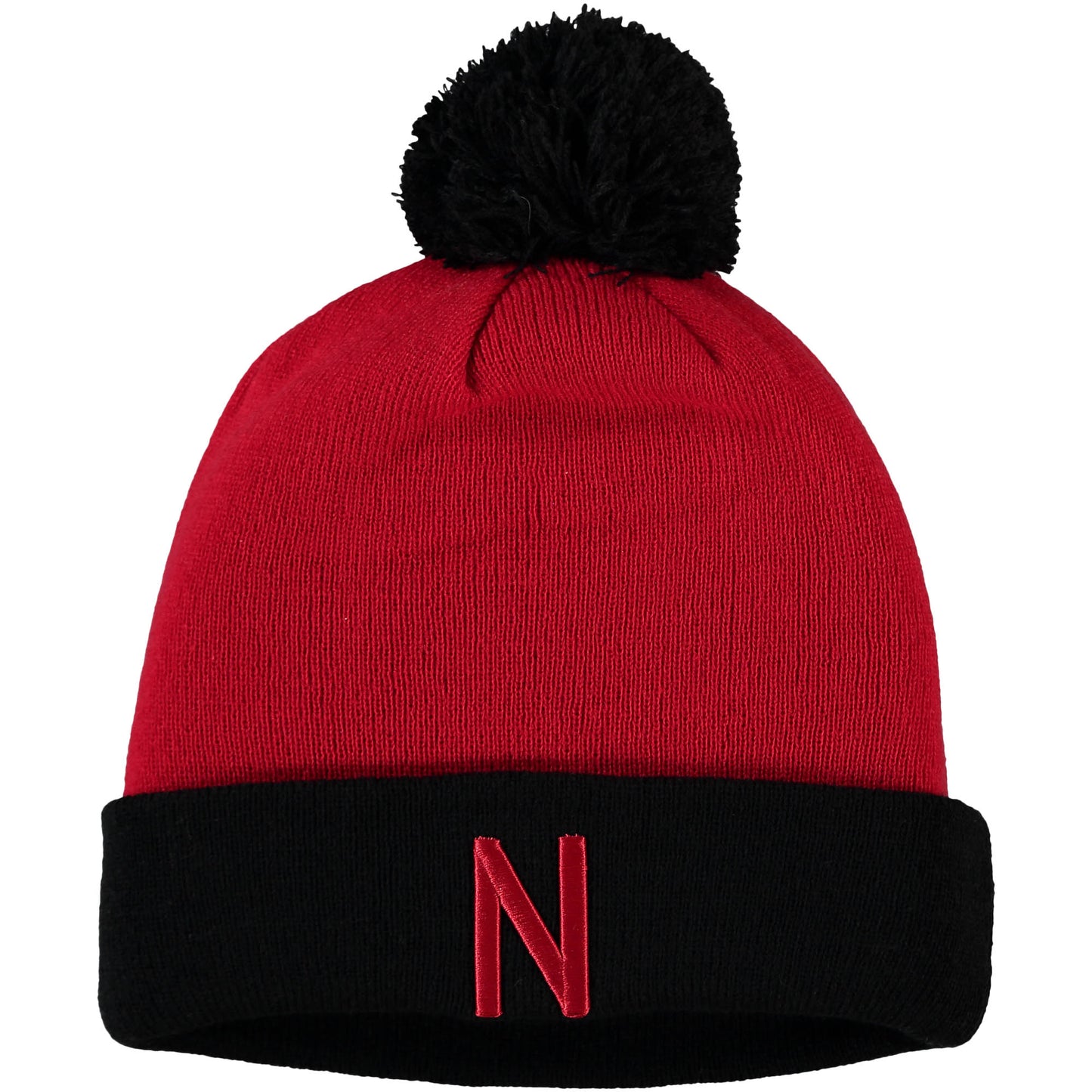 Men's Top of the World Scarlet/Black Nebraska Huskers Core 2-Tone Cuffed Knit Hat with Pom