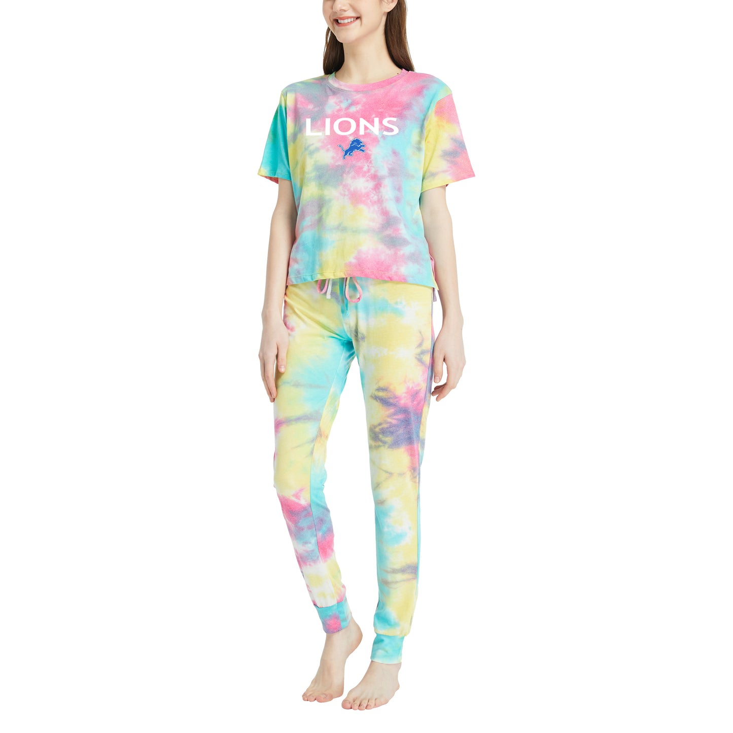 Women's Concepts Sport Detroit Lions Velodrome Tie-Dye Top & Pants Set