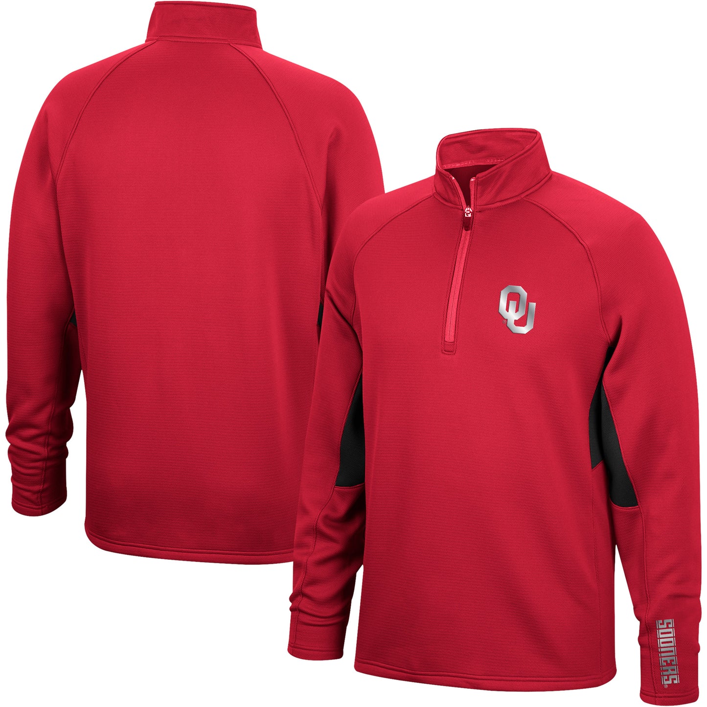 Men's Top of the World Crimson/Black Oklahoma Sooners Color Blocked Martis Raglan Quarter-Zip Jacket