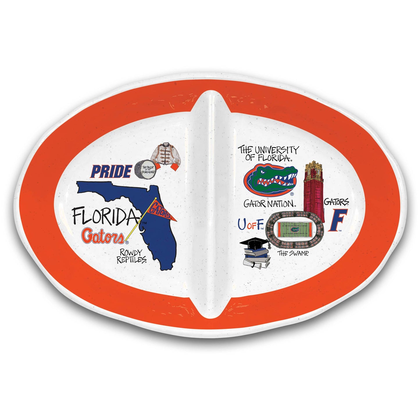 Magnolia Lane Florida Gators Two-Section Melamine Platter