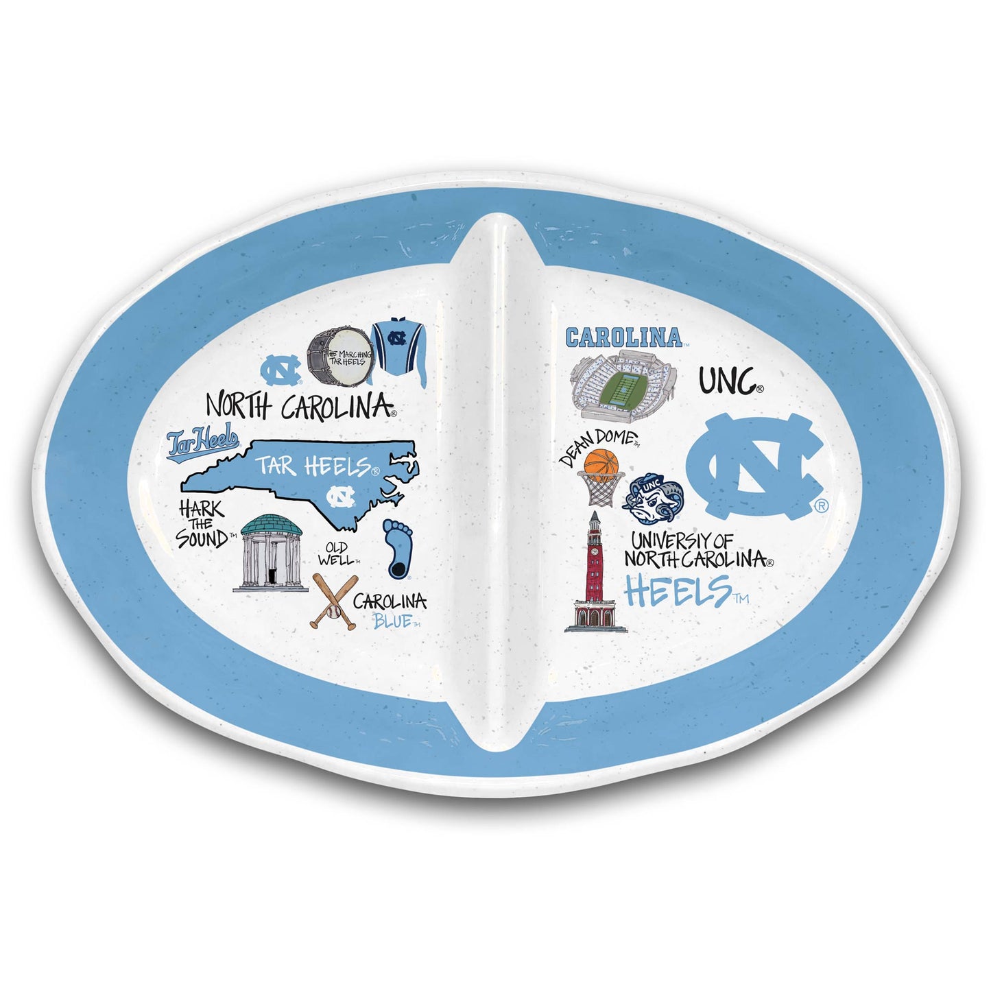 Magnolia Lane North Carolina Tar Heels Two-Section Melamine Platter