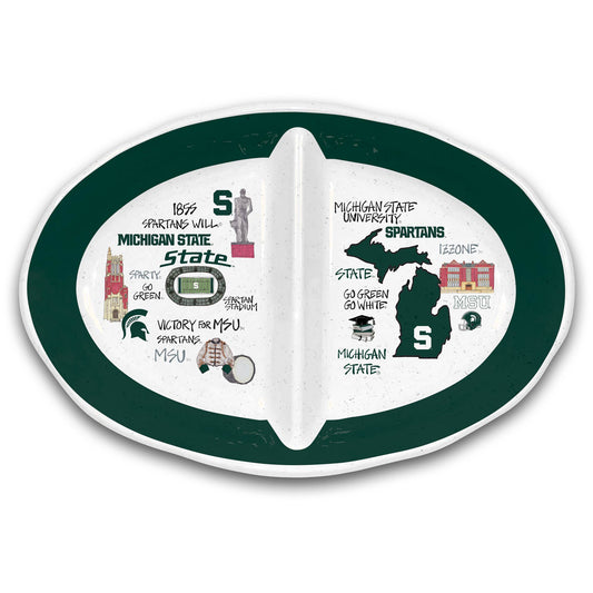 Magnolia Lane Michigan State Spartans Two-Section Melamine Platter