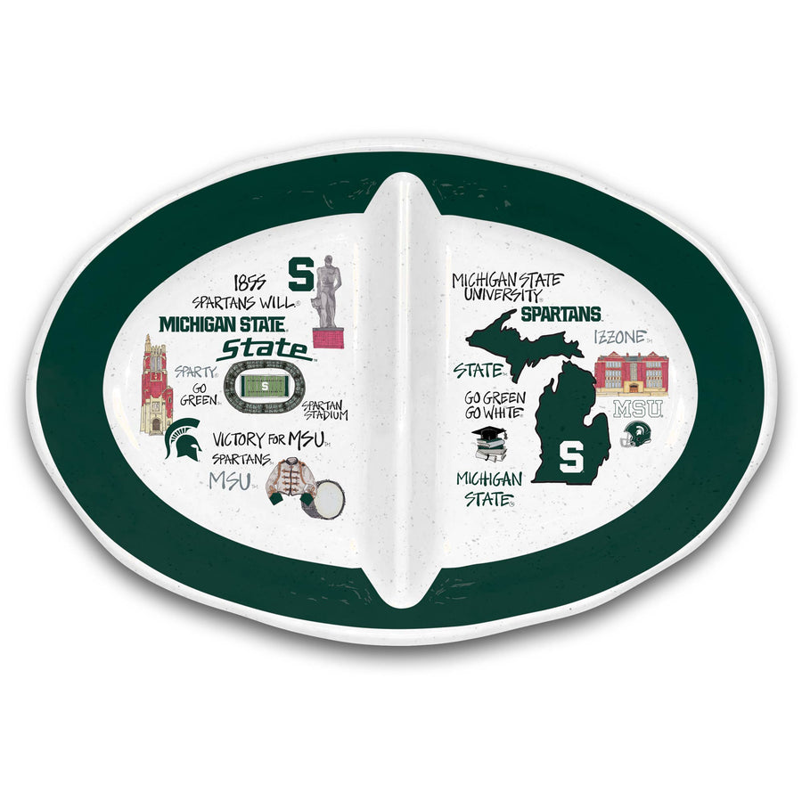 Magnolia Lane Michigan State Spartans Two-Section Melamine Platter