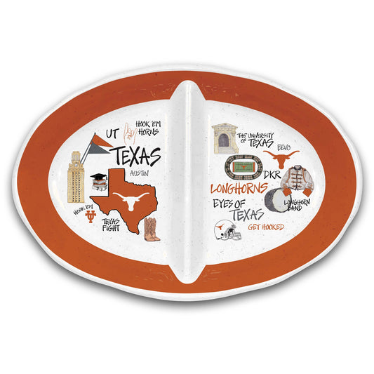 Magnolia Lane Texas Longhorns Two-Section Melamine Platter