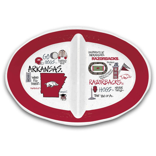 Magnolia Lane Arkansas Razorbacks Two-Section Melamine Platter