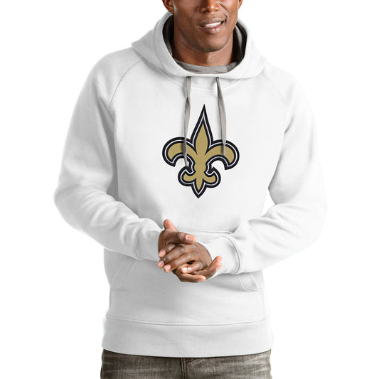 Men's Antigua White New Orleans Saints Victory Pullover Hoodie