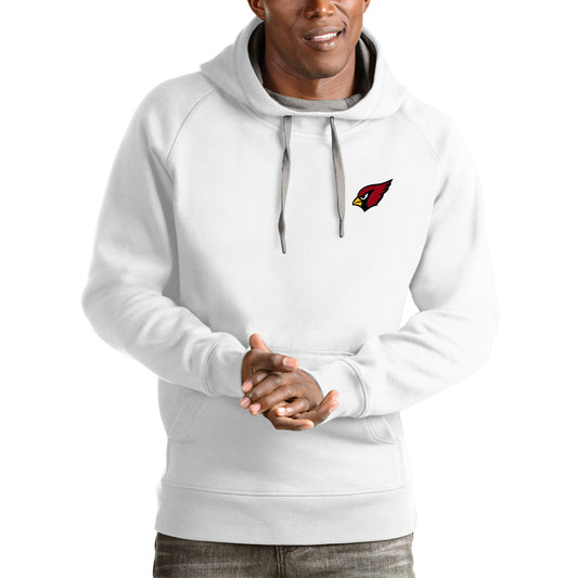 Men's Antigua White Arizona Cardinals Logo Victory Pullover Hoodie