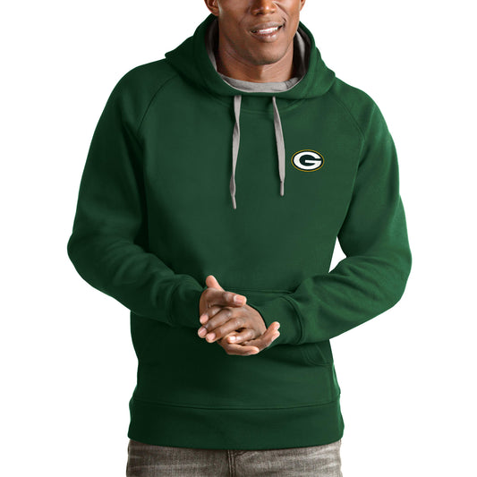 Men's Antigua Green Green Bay Packers Logo Victory Pullover Hoodie