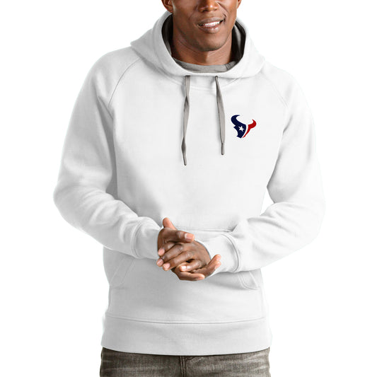 Men's Antigua White Houston Texans Logo Victory Pullover Hoodie