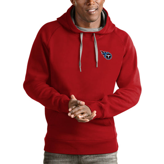 Men's Antigua Red Tennessee Titans Logo Victory Pullover Hoodie