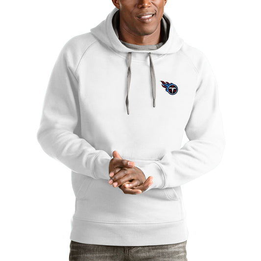 Men's Antigua White Tennessee Titans Logo Victory Pullover Hoodie