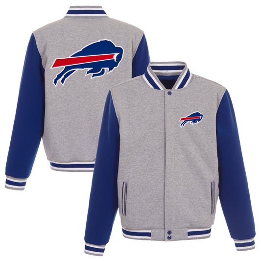 Men's JH Design Gray/Royal Buffalo Bills Reversible Fleece Full-Snap Jacket