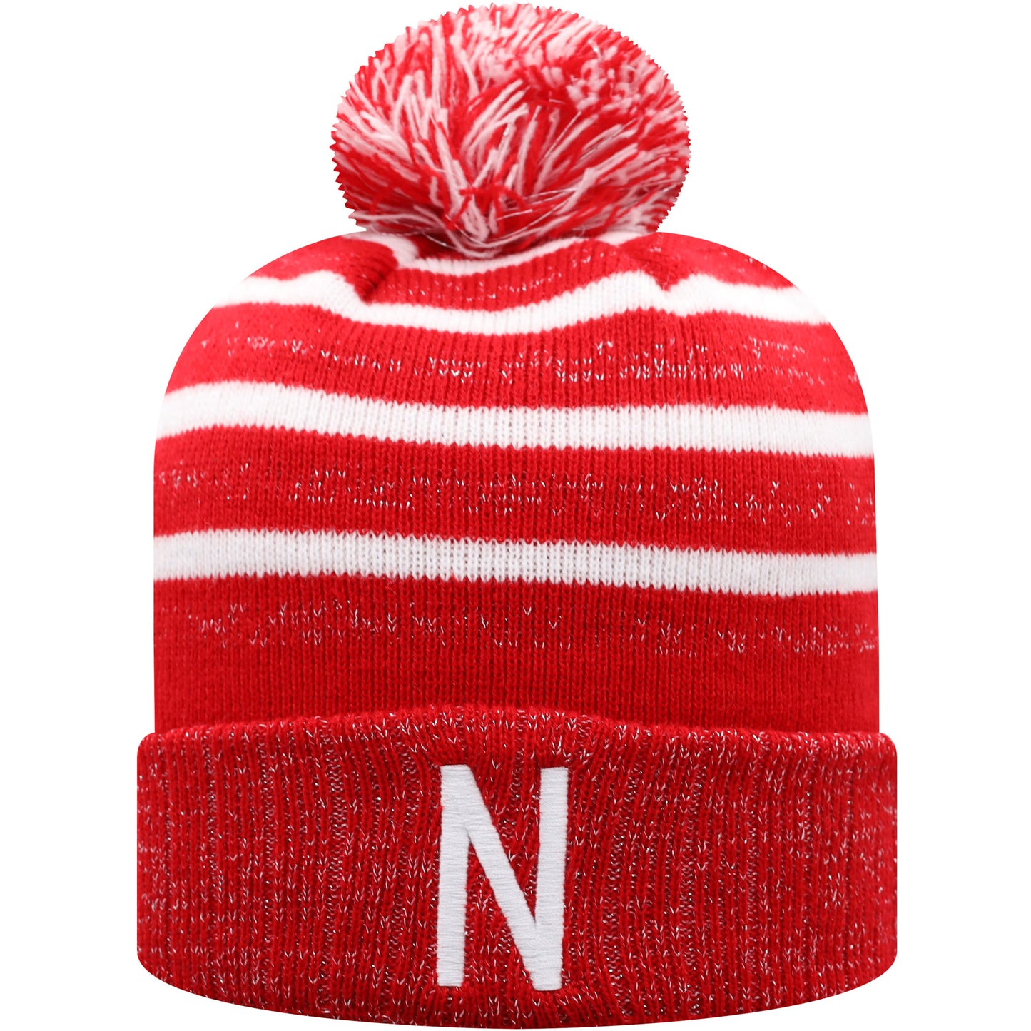 Girls Youth Top of the World Scarlet Nebraska Huskers Shimmering Cuffed Knit Hat with Pom