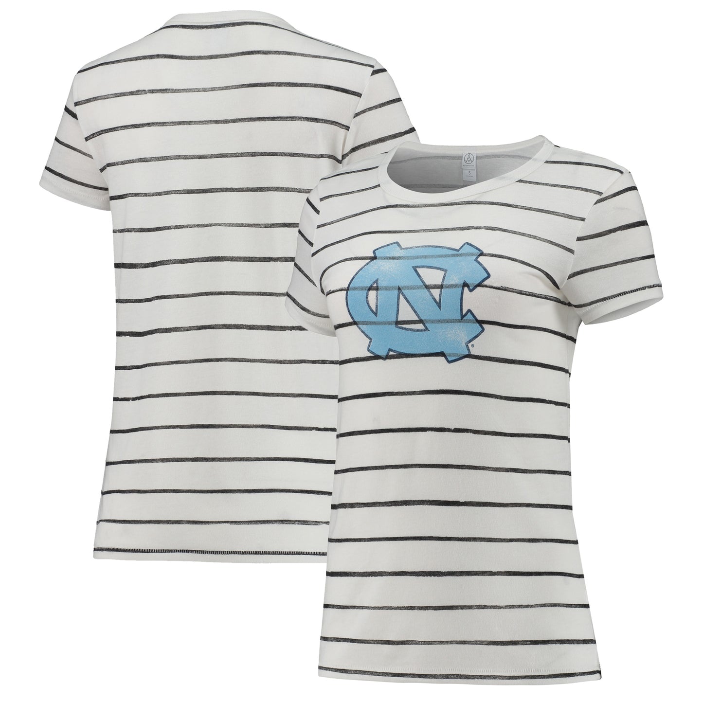 Women's Alternative Apparel White North Carolina Tar Heels Ideal Stripe Tri-Blend T-Shirt