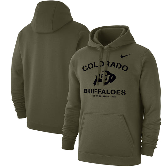 Men's Nike Olive Colorado Buffaloes Stencil Arch Club Fleece Pullover Hoodie