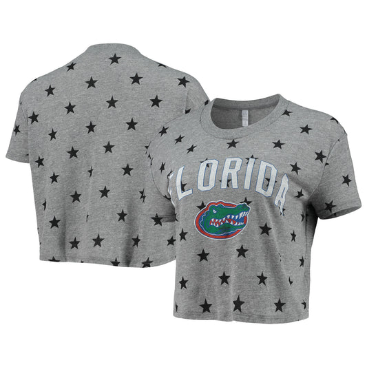 Women's Alternative Apparel Gray Florida Gators Headliner Stars Cropped Tri-Blend T-Shirt