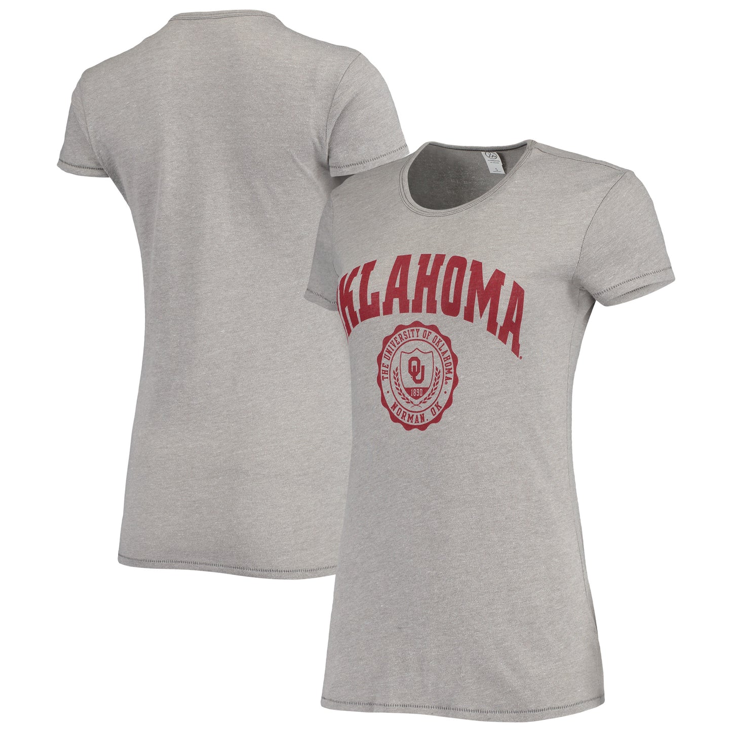 Women's Alternative Apparel Heathered Gray Oklahoma Sooners Keepsake College Seal T-Shirt