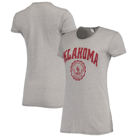 Women's Alternative Apparel Heathered Gray Oklahoma Sooners Keepsake College Seal T-Shirt