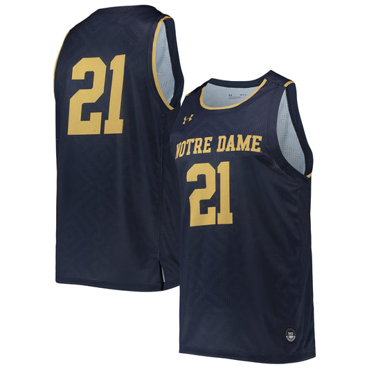 Men's Under Armour #21 Navy Notre Dame Fighting Irish Alternate Replica Basketball Jersey