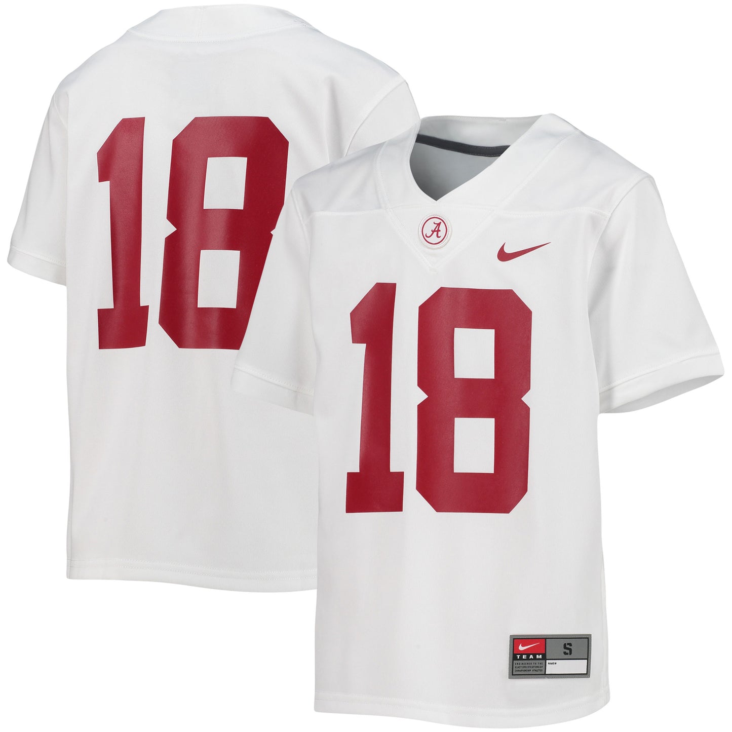 Youth Nike #18 White Alabama Crimson Tide Untouchable Football Team Jersey