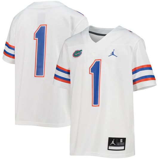 Youth Jordan Brand #1 White Florida Gators Untouchable Football Team Jersey