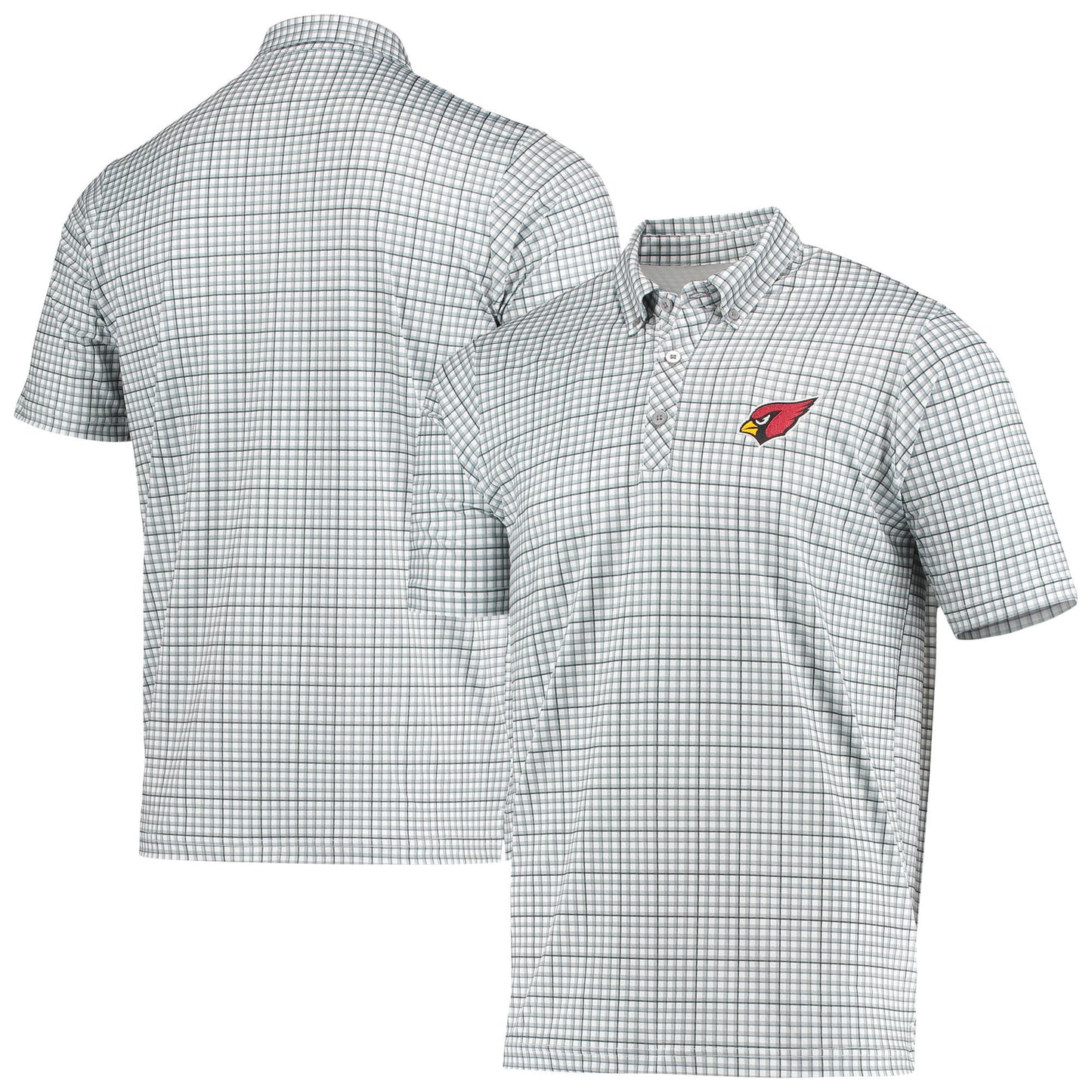 Men's Antigua Gray/Black Arizona Cardinals Deliver Button-Down Polo