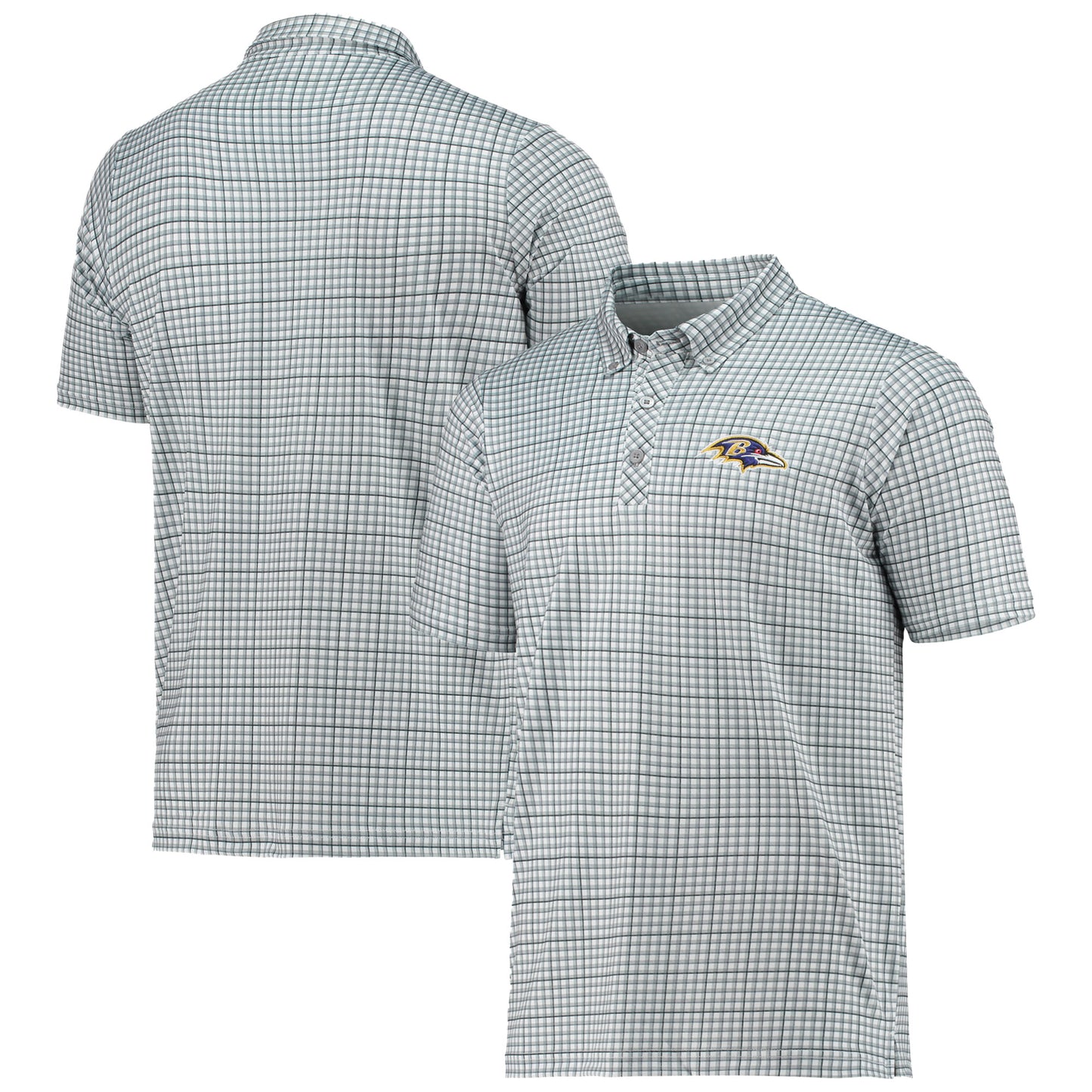 Men's Antigua Gray/Black Baltimore Ravens Deliver Button-Down Polo