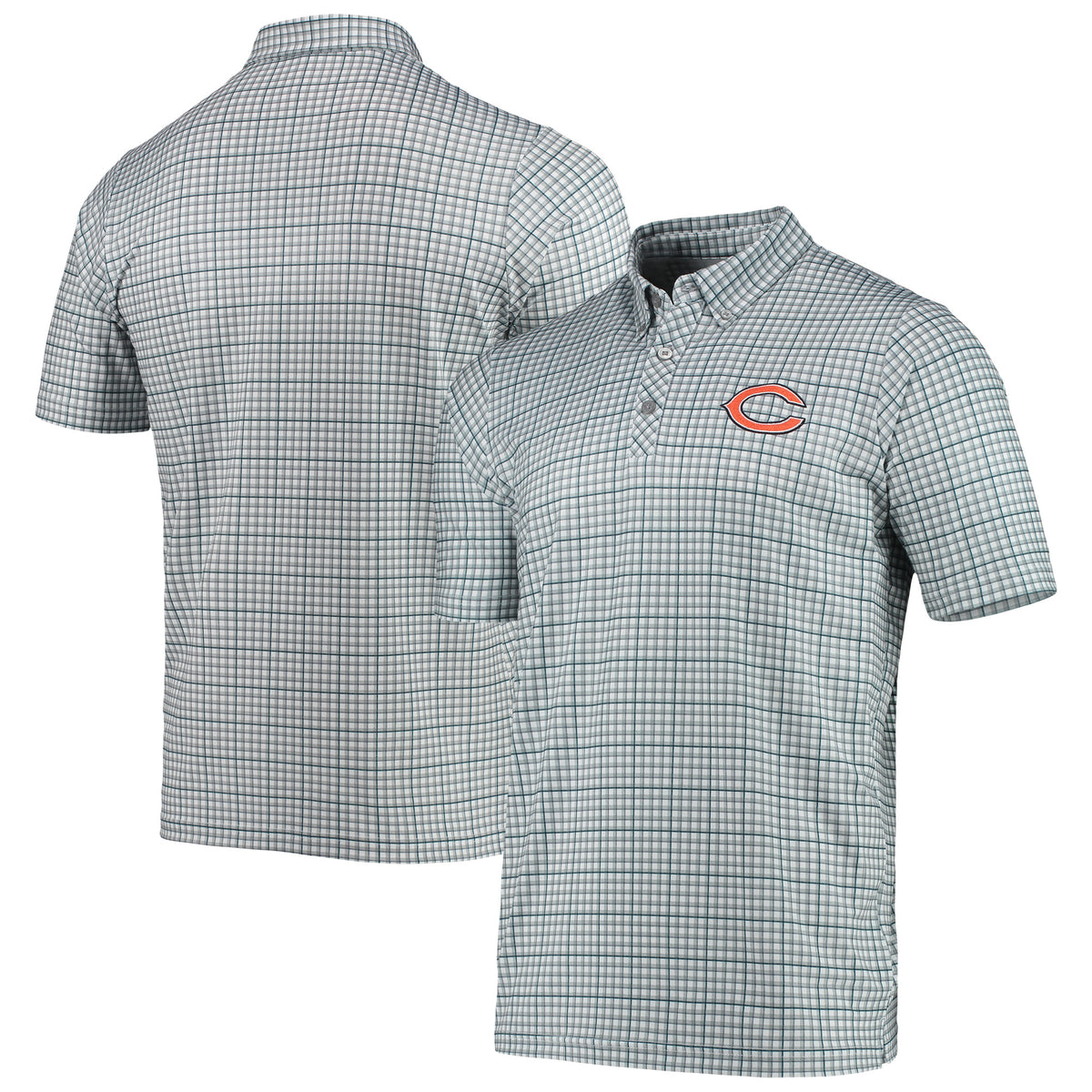 Men's Antigua Gray/Navy Chicago Bears Deliver Button-Down Polo