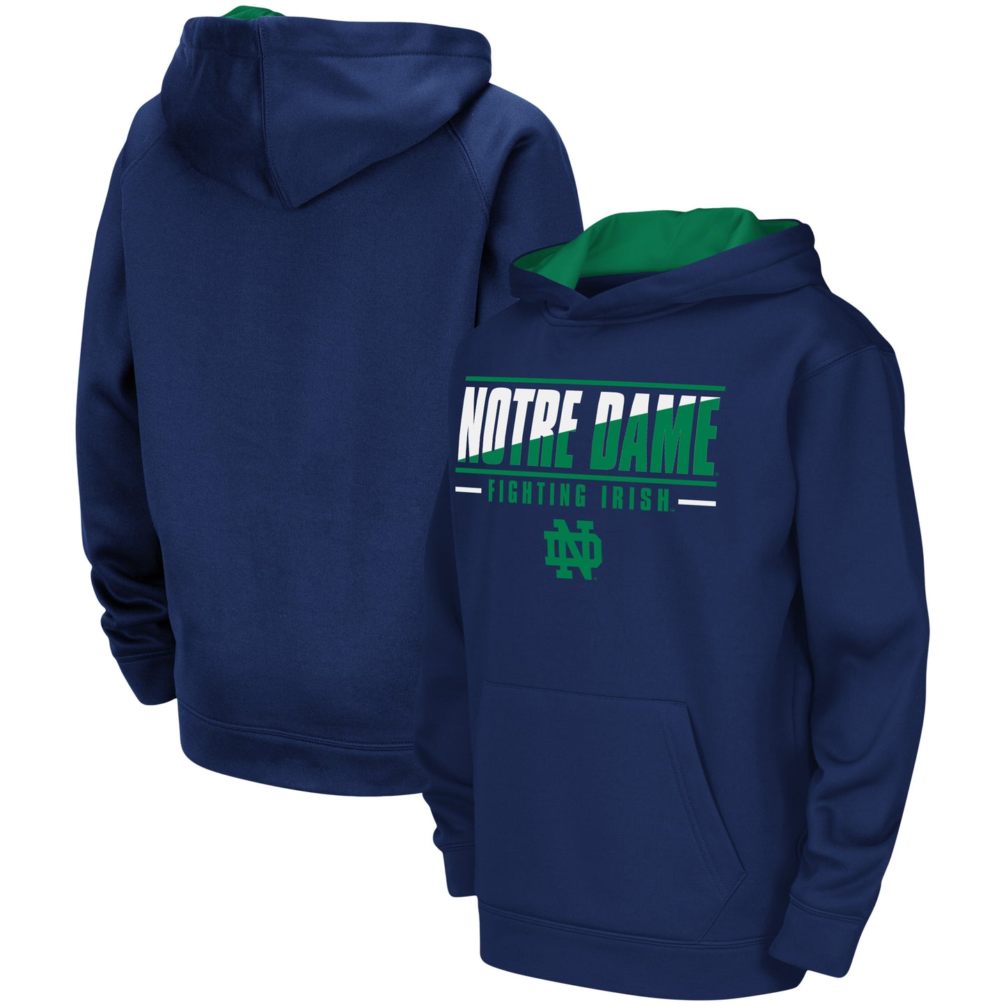 Youth Colosseum Navy Notre Dame Fighting Irish Dean Slash Stack Pullover Hoodie