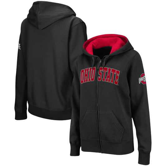 Women's Black Ohio State Buckeyes Arched Name Full-Zip Hoodie