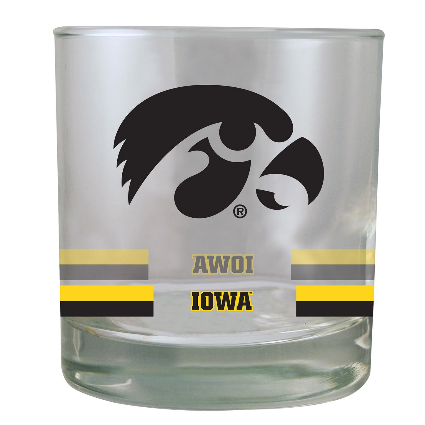 Iowa Hawkeyes 10oz. Banded Rocks Glass