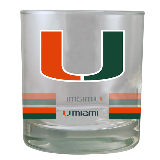 Miami Hurricanes 10oz. Banded Rocks Glass