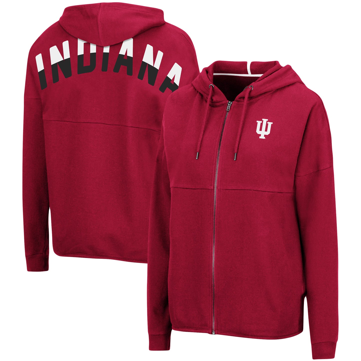 Women's Colosseum Crimson Indiana Hoosiers 2-Hit Full-Zip Hoodie