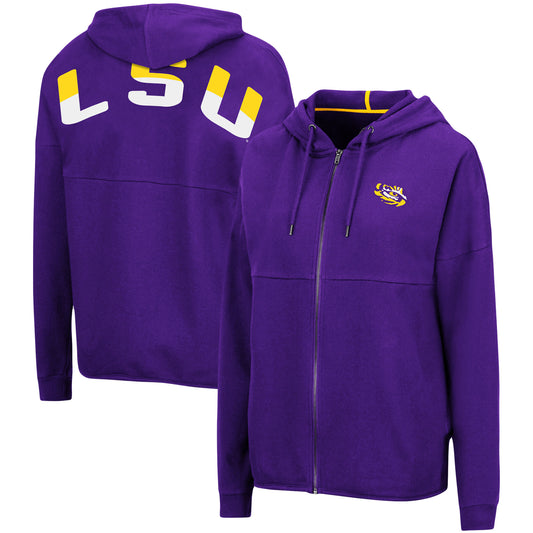 Women's Colosseum Purple LSU Tigers 2-Hit Full-Zip Hoodie