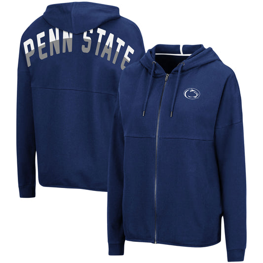 Women's Colosseum Navy Penn State Nittany Lions Two-Hit Full-Zip Hoodie