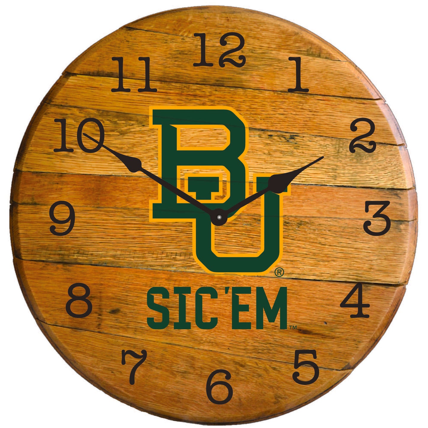Baylor Bears 22'' Team Oak Barrel Clock